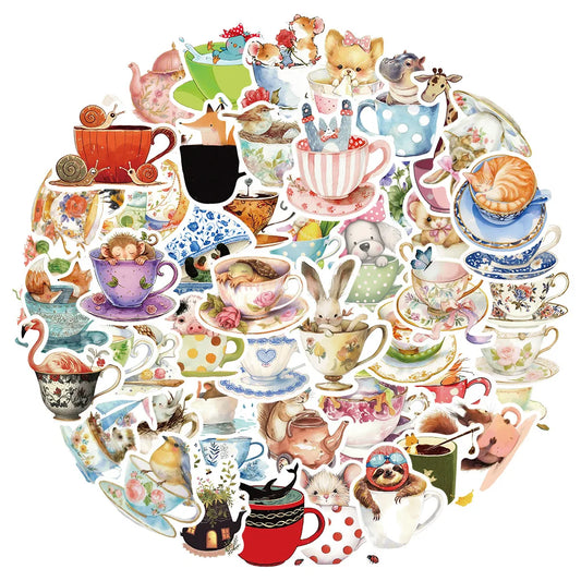 Watercolor Animal Cartoon Stickers for Laptop, Car, Fridge, DIY Vinyl (10/30/50 Pcs)