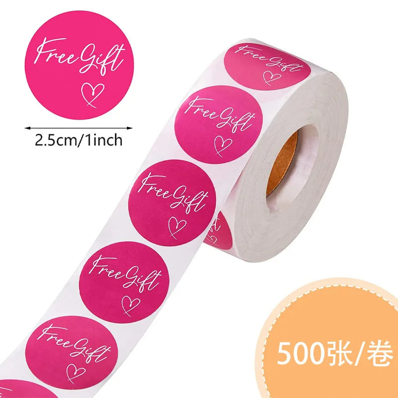 500/pcs Wholesale 5 Color Thank You Stickers Free Gift Gift Box Packaging Decorative Self-adhesive Label Stationarty