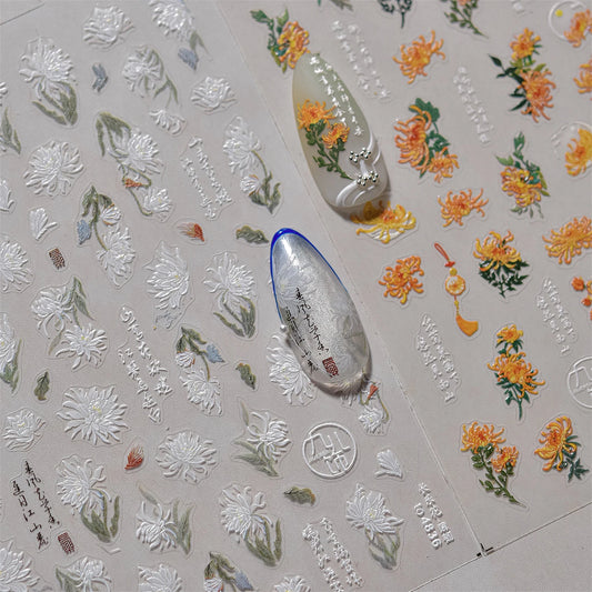 Chrysanthemum Jade Nail Art Stickers Decals