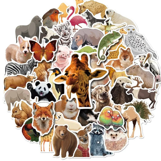 Jungle Zoo Animal Stickers for Laptop, Water Bottle, Phone, Luggage, Notebook - 10/25/50pcs