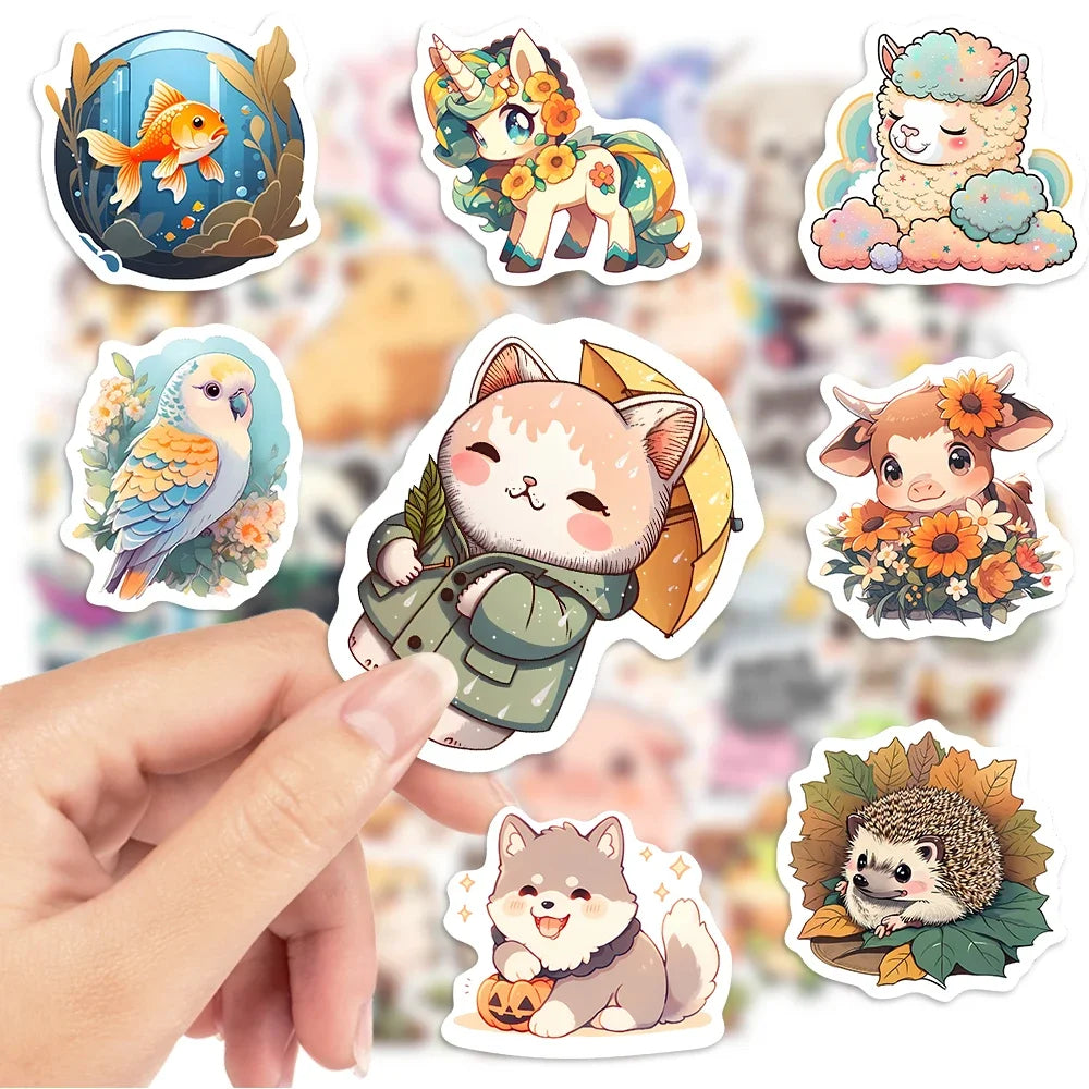 Kawaii Cute Animal Stickers Puppy Kitten Cow Owl Unicorn Hedgehog Children Cartoon Gift for DIY Laptop Phone Mug Waterproof