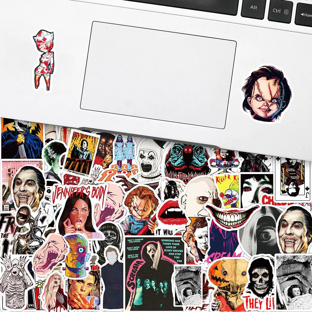10/30/50/100pcs Cool Horror Movie Waterproof  Stickers Decals Skateboard Car Motorcycle Laptop Phone Bike Luggage Funny Sticker