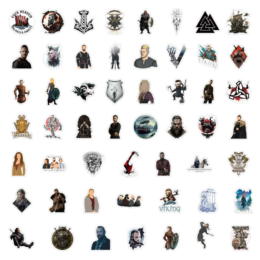 10/50Pcs American TV Series Vikings Stickers Decals Laptop Car Phone Skateboard Bike Fridge Notebook Waterproof Sticker Kid Toy