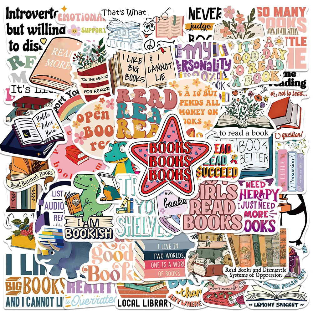50pcs Diary Book Reading Stickers for Kids DIY Notebook Laptop Luggage Graffiti