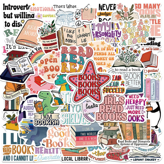 50pcs Diary Book Reading Stickers for Kids DIY Notebook Laptop Luggage Graffiti