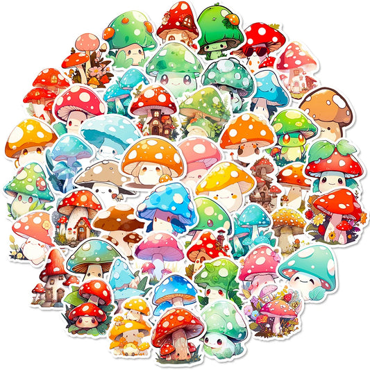 Cute Cartoon Mushroom Stickers - Laptop, Water Bottle, Phone, Scrapbook Decals (10/30/50/100pcs)