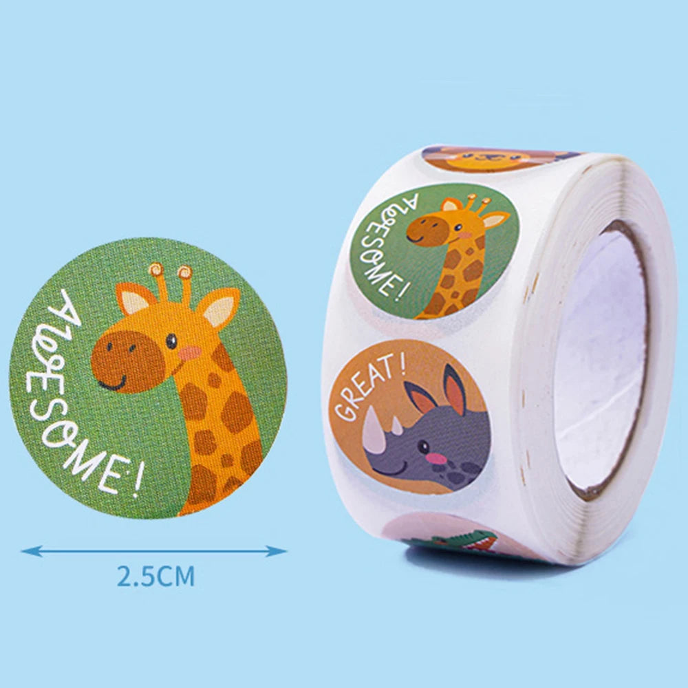 100-500pcs Reward Stickers Motivational Stickers For Kids For School Reward Students Teachers Cute Animals Stickers Labels