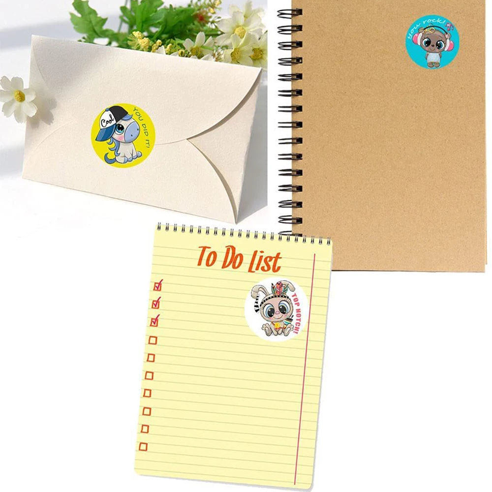 100-500PCS Cartoon Reward Sticker 8 Style Pattern Toys Label School Teacher Reward Stickers Animals Cartoon Scrapbook Decoration