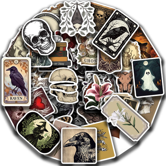 50PCS Gothic Skeleton Animal Stickers for Skateboards