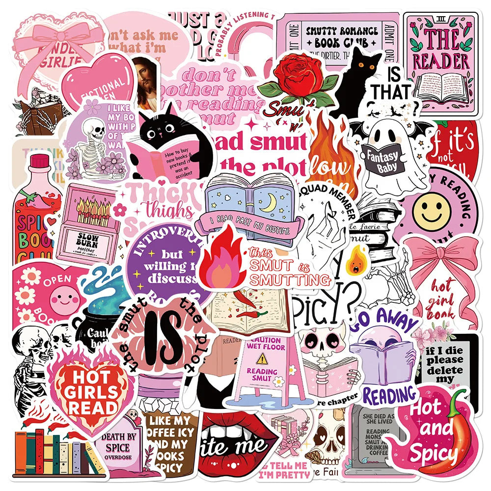 50 Cute Pink Romance Book Stickers for Laptop & Diary