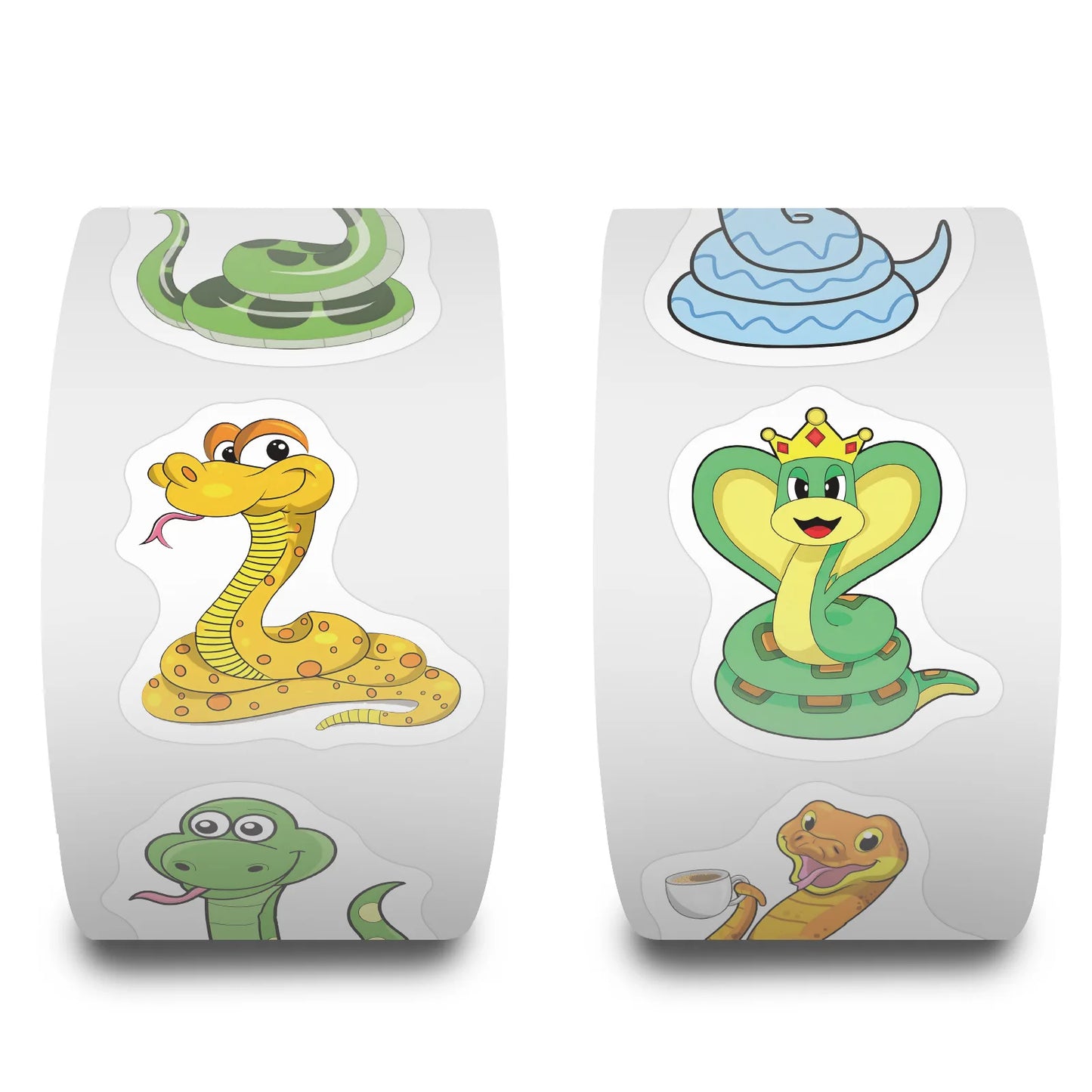 100-500pcs Cute Cartoon Snake Stickers for Laptop Phone Stationery Cup Scrapbook DIY Animals Kids Reward Sealing Label Sticker