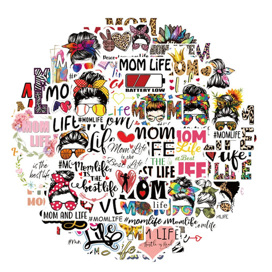 Mom Life Graffiti Stickers Decal Pack for Laptop, Motorcycle, Luggage, Snowboard, Fridge