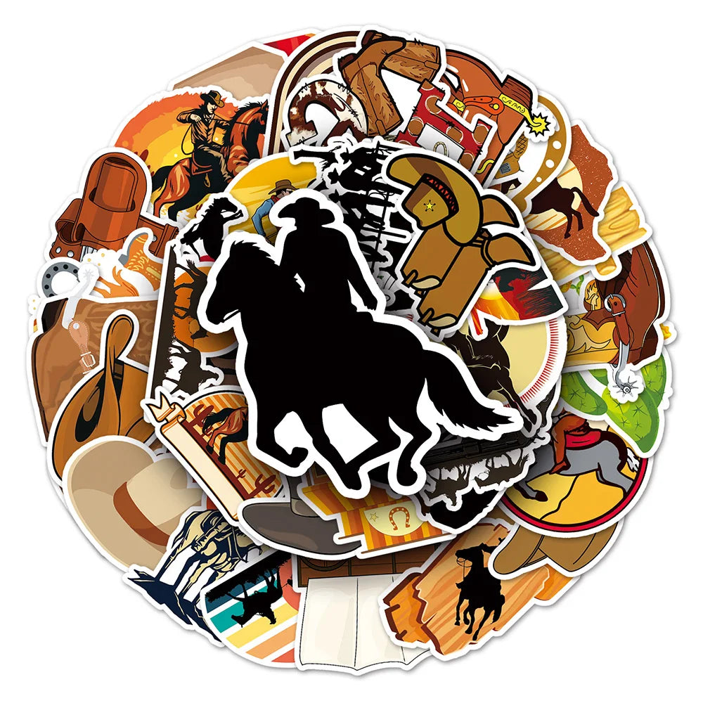 10/30/50pcs Anime Western Cowboy Cool Stickers Decals Motorcycle Luggage Laptop Phone Skateboard Car Fridge Waterproof Sticker