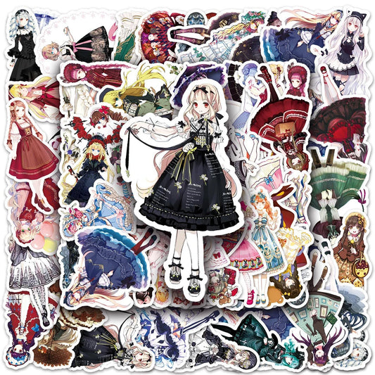 Kawaii Anime Lolita Dress Stickers - Cute Aesthetic Decals for Laptop, Scrapbook, Suitcase, Bike, Kids