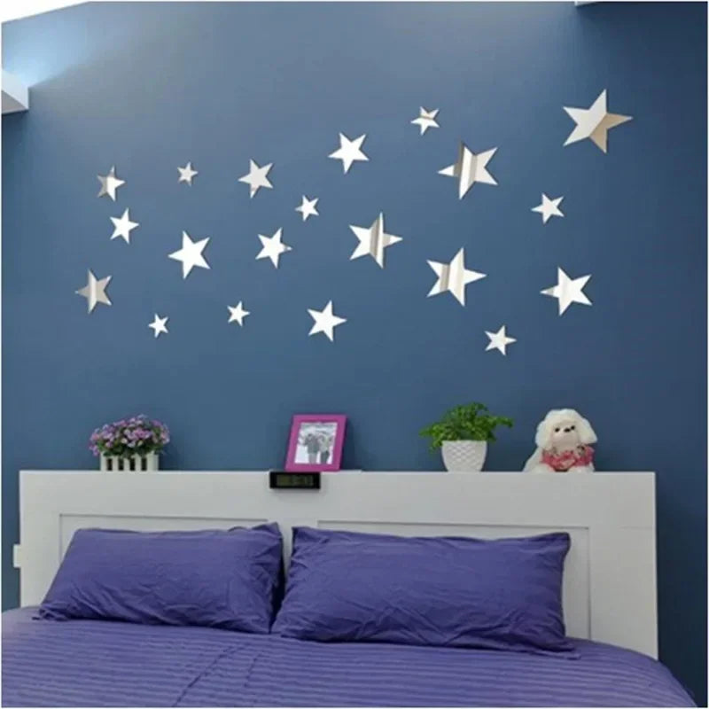 3D Acrylic Star Wall Stickers - Kids Room Home Decor (20pcs)