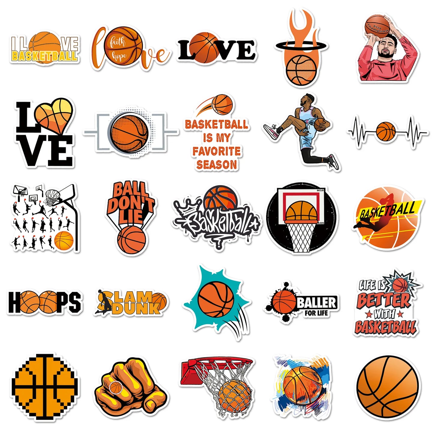 10/30/50PCS Cartoon Basketball Sports Stickers Graffiti iPad Helmet Car  DIY Personalized Wall Sticker Toys Decoration Wholesale