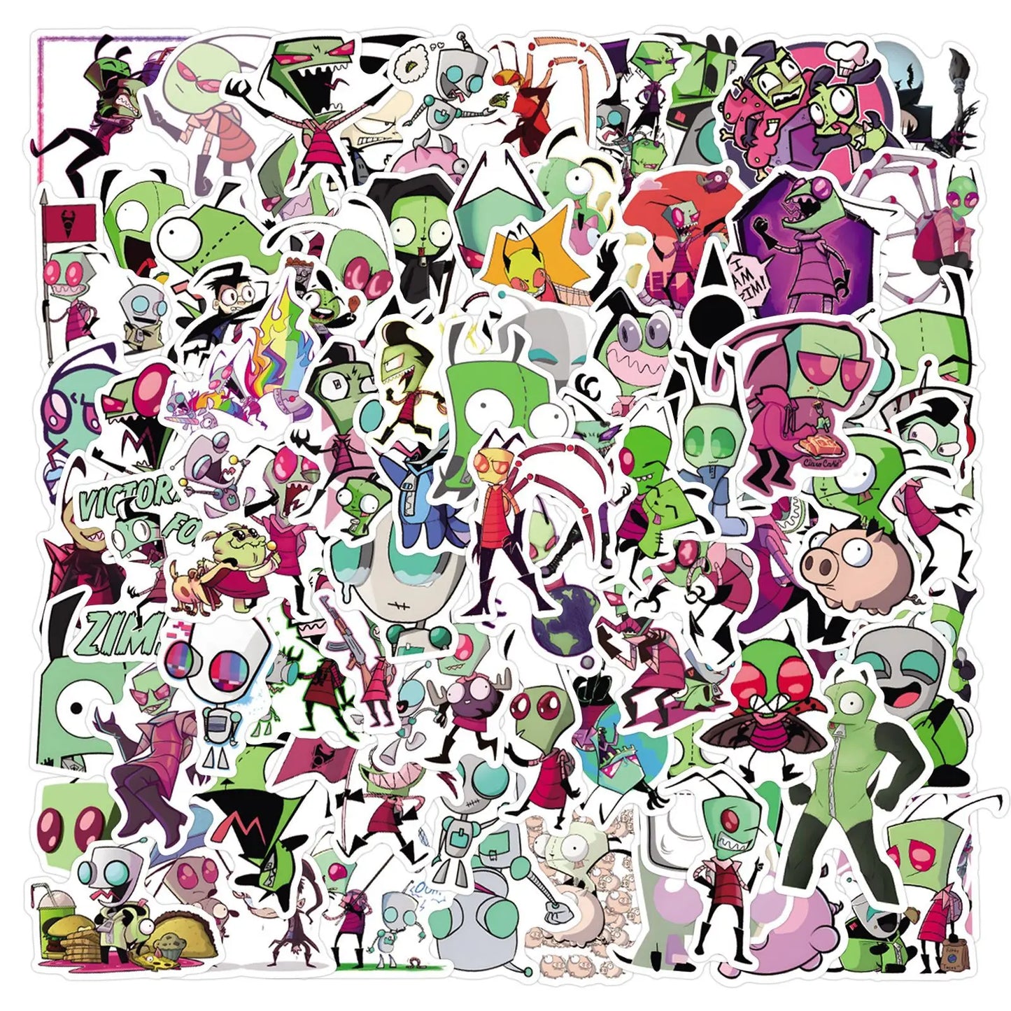 Invader Zim Stickers Pack: Cartoon Decals for Kids & DIY