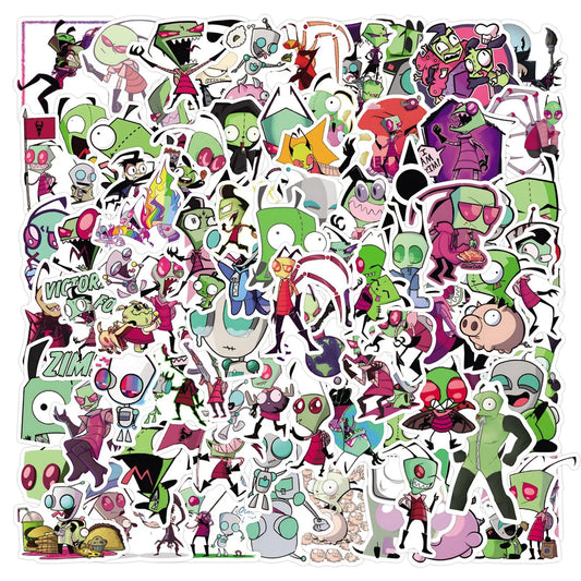 Invader Zim Stickers Pack: Cartoon Decals for Kids & DIY