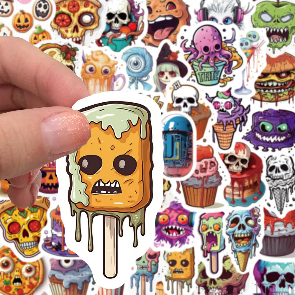 10/30/50PCS Funny Horror Skeleton Graffiti Stickers Decals Halloween Decoration Waterproof Skateboard Luggage Guitar Cartoon Toy