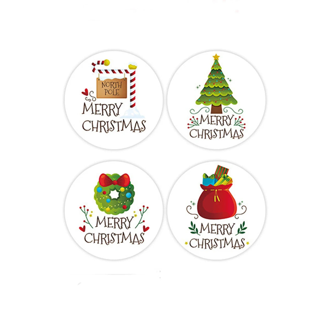 100-500pcs White Merry Christmas Sticker Holiday Party New Year Decoration Gift Box Seal Sticker Baking Label Packaging Sticker