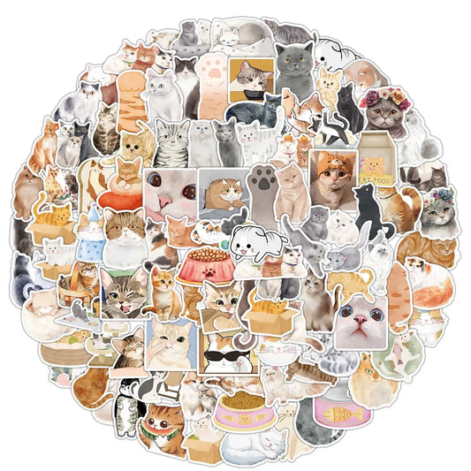 10/50/100pcs Cute Cat Meme Animal Graffiti Stickers Kawaii Cartoon Decals Kids Toy Laptop DIY Scrapbook Suitcase Phone Sticker