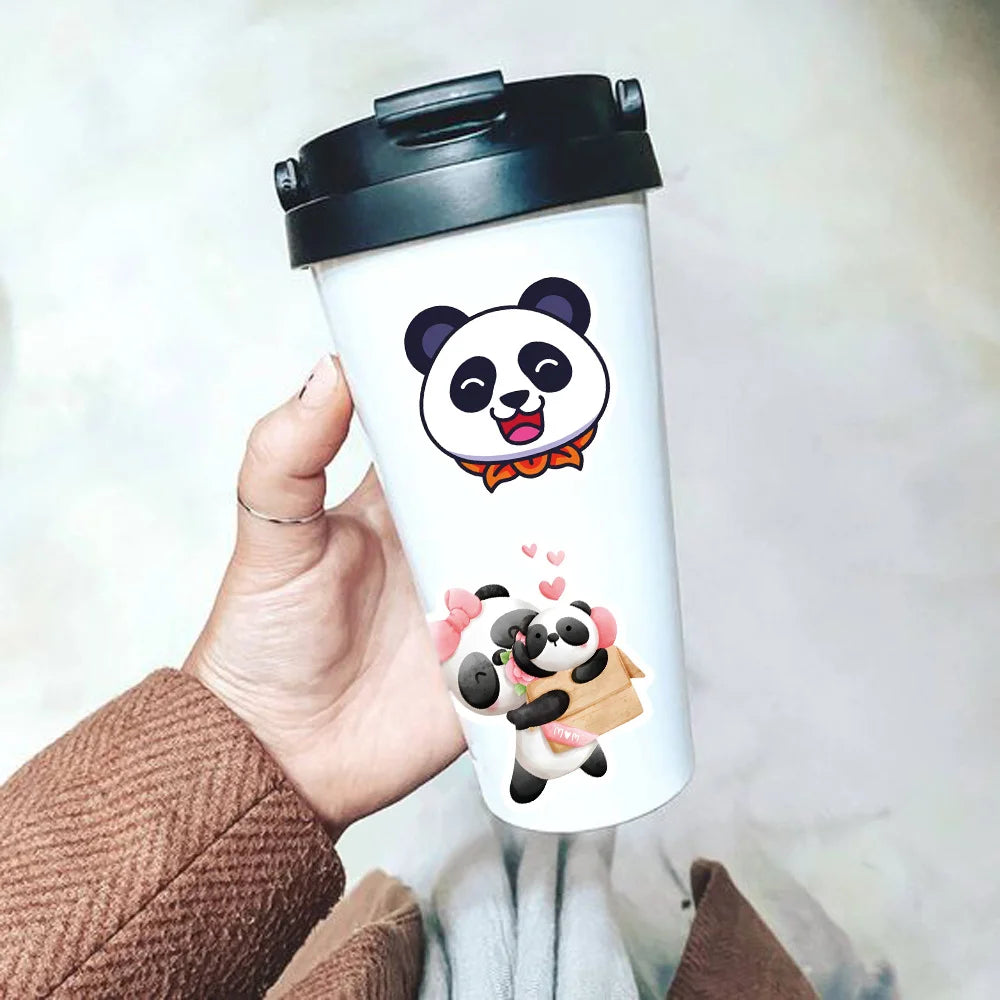 50Pcs Cute Panda Cartoon Animal Stickers Luggage Skateboard Cute DIY Cool Graffiti Waterproof Funny Kid Toy Sticker Decal