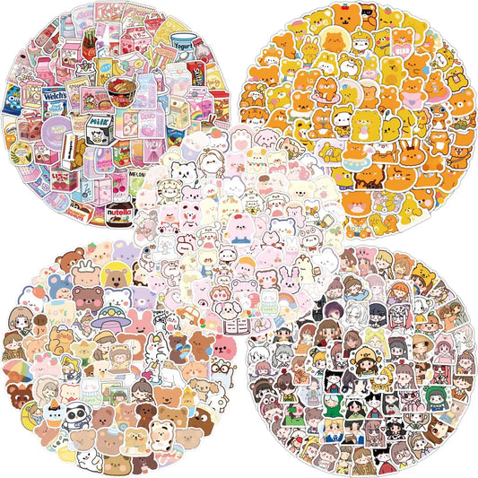 100pcs Kawaii Bear Cartoon Sticker Pack - Waterproof for Laptop, Phone, Car, DIY