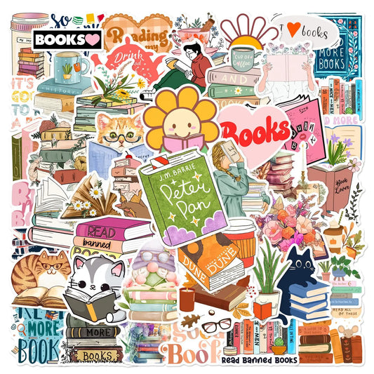 Books Graffiti Stickers for DIY Scrapbook, Suitcase, Water Bottle, Phone, Laptop, Guitar, Toy - 10/25/50pcs