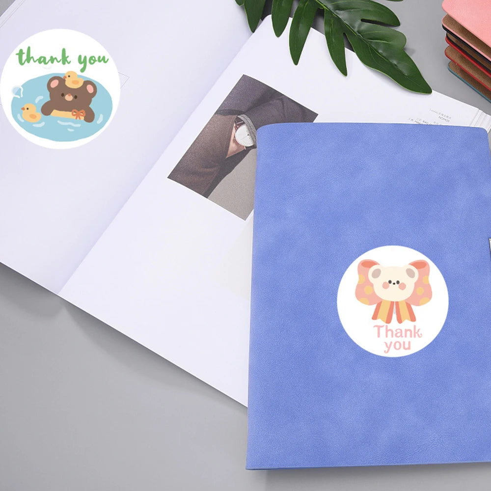 100-500pcs Cartoon Animals Sticker for Children 8 Designs Cute Thank You Scrapbooking Stationery Sealing Labels Rewards Stickers