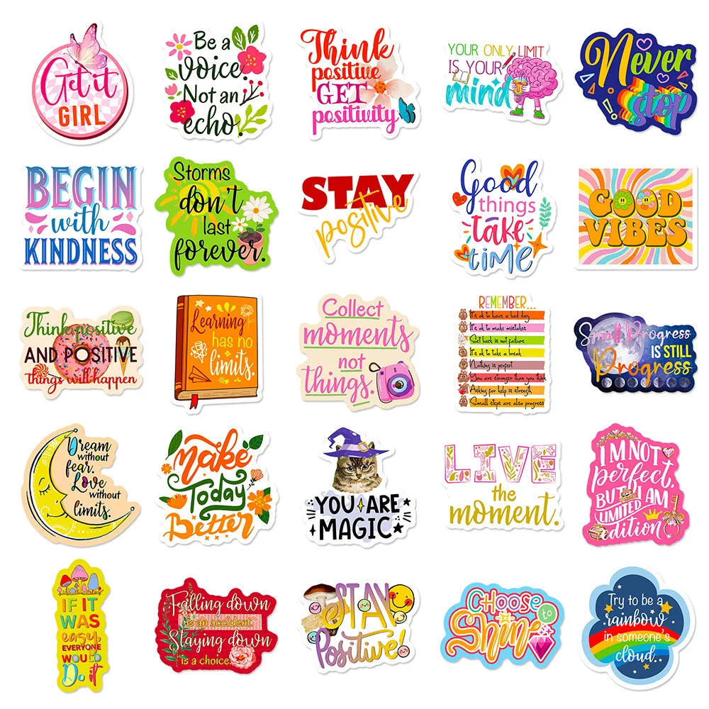 10/30/50/100pcs Cute INS Inspirational Quote Graffiti Stickers Decals Laptop Notebook Phone Suitcase Stationery Sticker Kids Toy