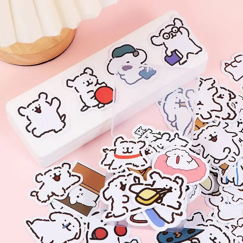 10/50/100PCS Cartoon Cute Line Dog In The Book Stickers DIY Toy Laptop Luggage Skateboard Suitcase Guitar Graffiti Decal Sticker