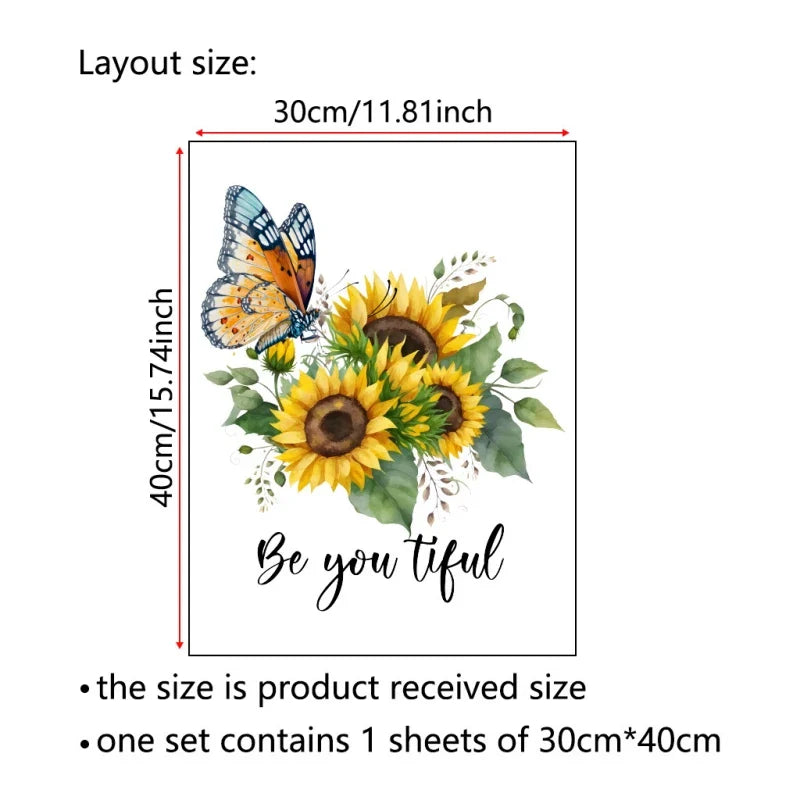 Sunflower Butterfly Wall Stickers Decoration for Bedroom Living Room Self Adhesive Wall Decals Girls Room Aesthetic PVC Mural