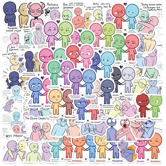 50pcs Funny Cartoon Ship Dynamics Stickers Water Bottle Laptop Decals Luggage Phone Guitar Waterproof Vinyl Car Stickers