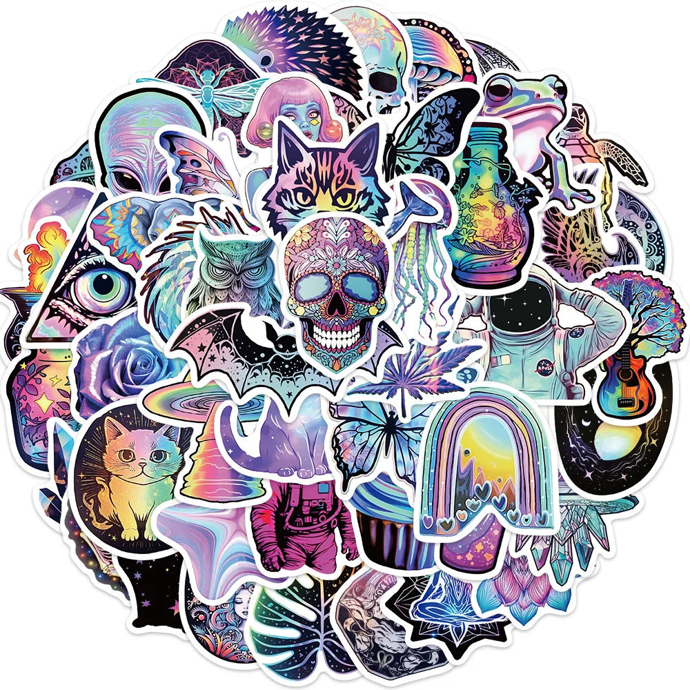 50 Pack Psychedelic Mysterious Space Stickers