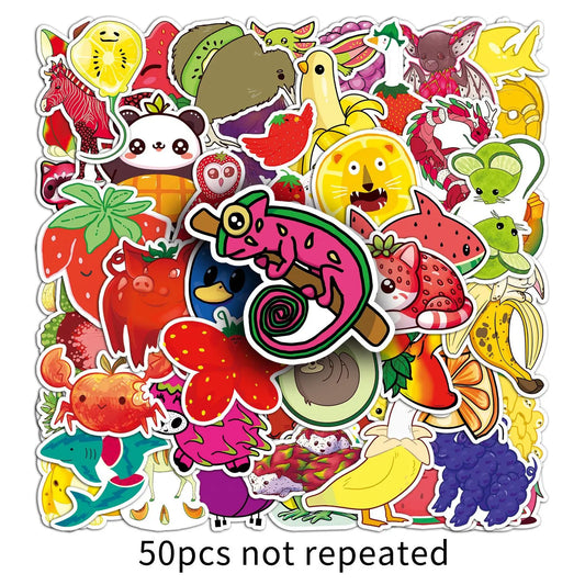 Fruit Animal Cartoon Stickers for Phone Laptop Luggage Skateboard - 10/30/50PCS