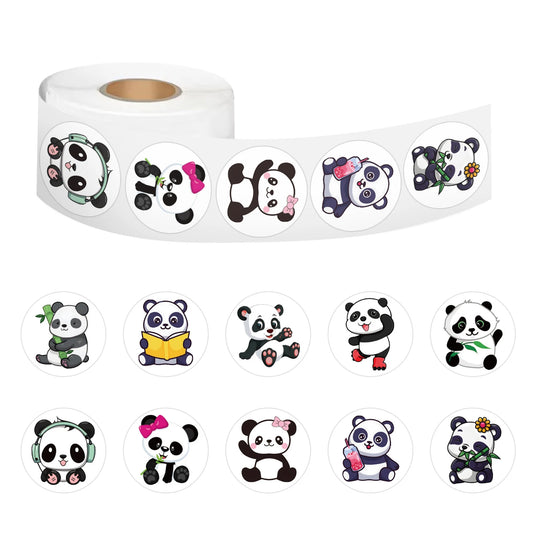 100-500pcs Cute Panda Cartoon Stickers Reward Sticker for Kids Gift Decoration Envelope Sealing Labels Stationery Stickers 1inch