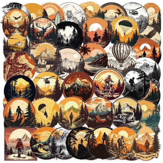 50pcs Outdoor Scenery Stickers for Suitcase, Water Cup, Phone, Car, Laptop, Scooter, Refrigerator