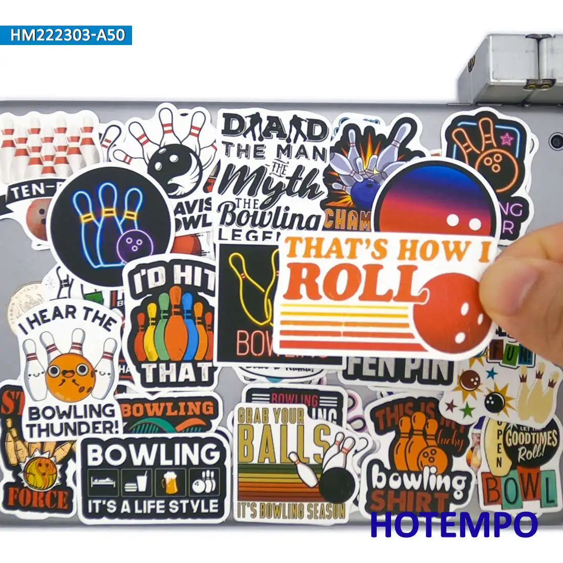 50 Pieces Retro Bowling Style Indoor Roll Ball Sports Funny Graffiti Phone Laptop Car Stickers for Luggage Guitar Notebooks Bike