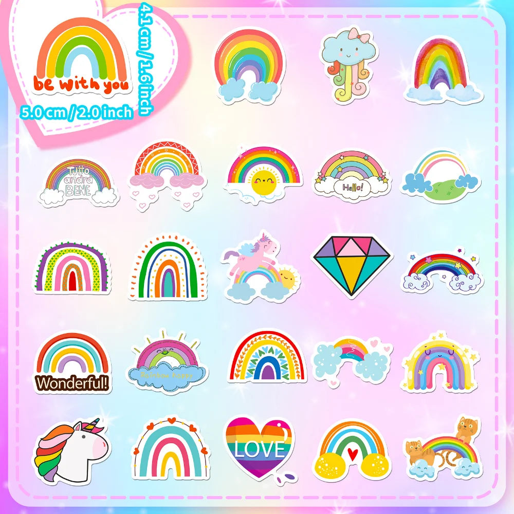 10/50Pcs Rainbow Bridge Cartoon Waterproof Stickers DIY Skateboard Fridge Motorcycle Luggage Cute Graffiti Sticker Decal Toy