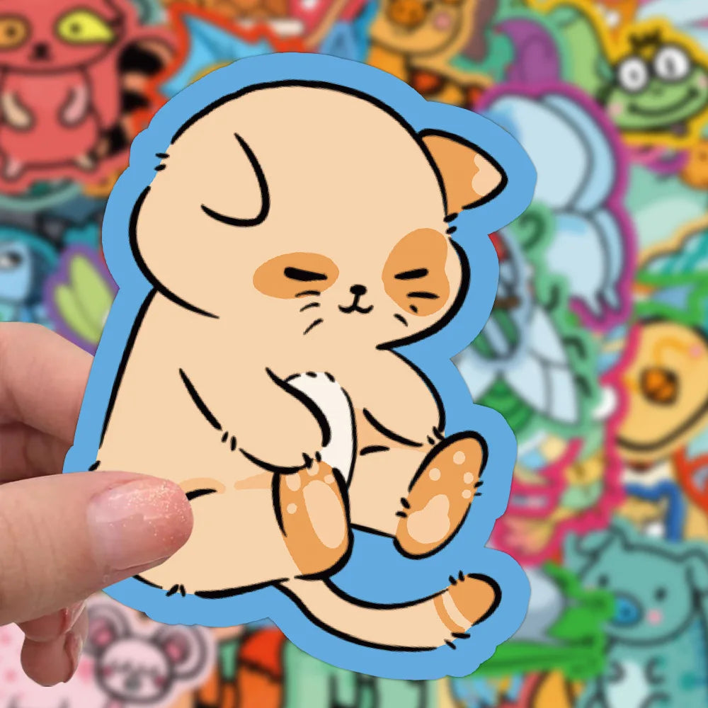 10/30/60PCS Cute Strange Animal Cartoon Stickers Kids Toys DIY Skateboard Luggage Phone Bike Laptop Fridge Guitar Decals Gift