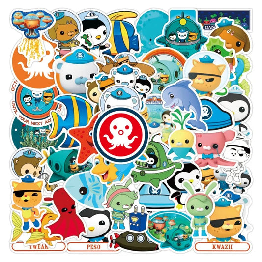 50pcs Octonauts Stickers for Luggage, Water Bottles, Phones, Laptops, Scooters, Fridges