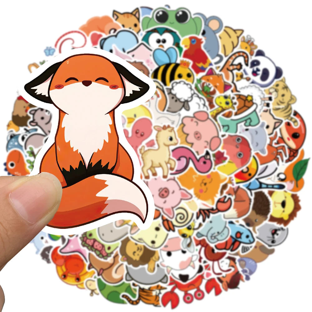 50/100pcs Cute Cartoon Animals Sticker Pack Kids Toy Waterproof Graffiti For Laptop Guitar Phone Bicycle Car Decals