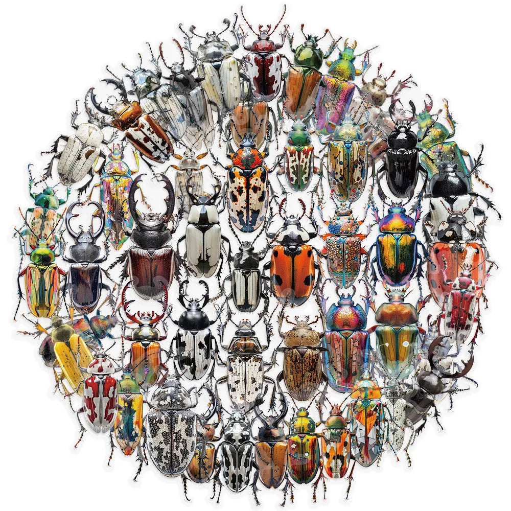 50Pcs Cartoon Insect Beetle Stickers for DIY & Decor