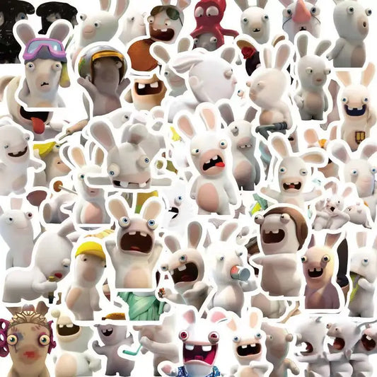 50pcs Cartoon Rabbit Stickers for Laptop, Phone, Scooter, Water Bottle, Suitcase, Stationery, Refrigerator