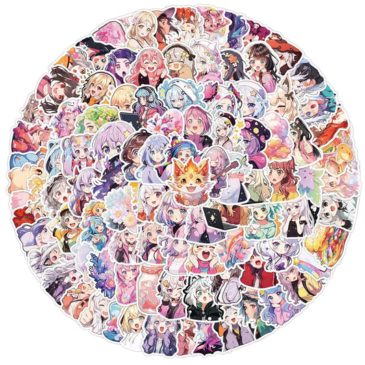 Kawaii Anime Girl Stickers Waterproof Decals for Laptop, Fridge, Scrapbook, Water Bottle - 10/30/50/100pcs