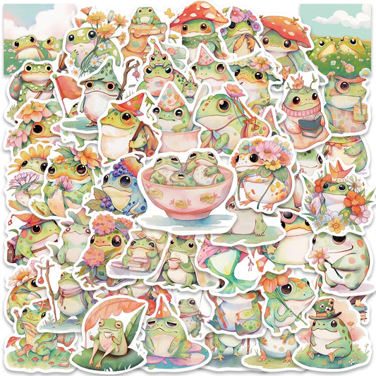 50PCS Cute Frog Stickers PVC Aesthetic Stationery DIY Scrapbooking Kids