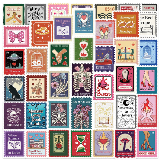 50Pcs Cartoon Book Stamp Stickers for Helmet Wall DIY Decoration