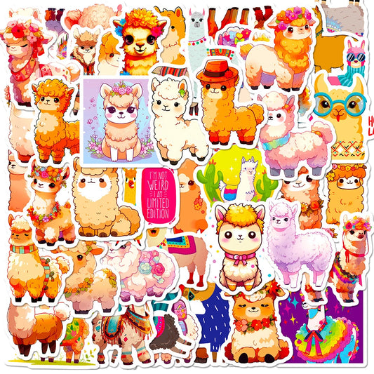 Cute Alpaca Cartoon Stickers 10/30/50pcs Waterproof for Laptop, Luggage, Phone, Guitar