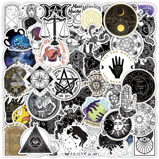 Gothic Moon Witch Stickers: 10/30/50Pcs Waterproof Decals for Laptop, Phone, Luggage, Car
