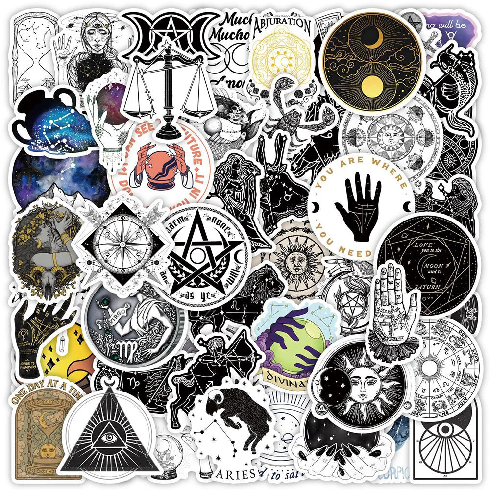 Gothic Moon Witch Stickers: 10/30/50Pcs Waterproof Decals for Laptop, Phone, Luggage, Car